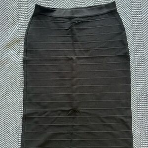 Black Ribbed Pencil Skirt - Classic Women's Skirt